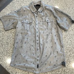 Grey palm tree button down